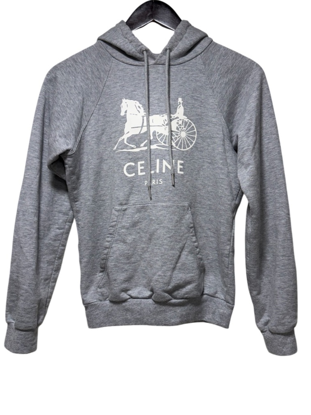Celine Women’s Cashmere Cotton Blend Classic Logo Hoodie Size XS Grey Sweatshirt